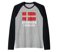 Copenhague Souvenir Danish History Denmark Modern Flag Camiseta Manga Raglan