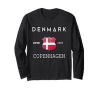 Copenhague Souvenir Danish History Denmark Modern Flag Manga Larga