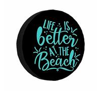 Copertura per ruota di scorta Life Is Better at the Beach Holiday Summer Green Message Palm Tree Hawai, protezioni universali per ruote resistenti alle intemperie, copriruota per camper, roulotte e vi