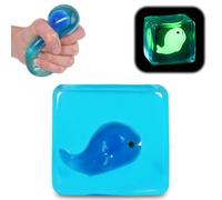 Copfeqyr Glow in the Dark Ice Cube Squishy Fidget Toys - Cubo de estrés suave de 5,5 cm para niños y adultos, juguete de alivio sensorial y del estrés, caja de regalo empaquetada (ballena)