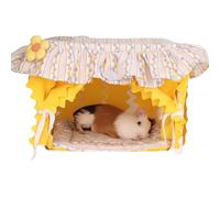 Copfeu Cama para cobayas, cama para animales pequeños, escondite para chinchilla, hámster, rata, tienda de campaña con cojín para todas las estaciones (amarillo)