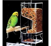 Copfeu Comedero automático para pájaros, sin ensuciar, acrílico transparente, reducción de residuos, accesorios para jaula de pájaros para periquitos, canarios, cacatúas, pinzones, conure