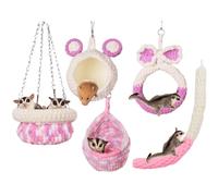 Copfeu Hamacas colgantes de animales pequeños, 5 unidades, con jaulas de ardilla, accesorios para colgar túnel, columpio para azúcar, juguetes planeadores de ratas, juego de selva, camas cálidas