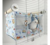Copfeu Nido de pájaros transpirable grande para primavera y verano, cama para pájaros, para jaula, nido de loro, cabaña para cuatro estaciones, fácil de instalar para pájaros cuáqueros (pequeño, azul)