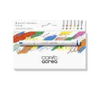 COPIC acrea set Vivid, juego de 6 rotuladores con tinta a base de agua y pigmentos, ancho de trazo 0,8-1,2 mm