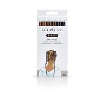 COPIC Ciao 5+1 Set «Hair Tones 2», 5 rotuladores dobles con punta mediana y punta de pincel, incl. Multiliner negro 0,3 mm