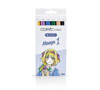 COPIC Ciao 5+1 Set «Manga 1», 5 rotuladores dobles con punta mediana y punta de pincel, incl. Multiliner negro 0,3 mm