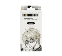 Copic Ciao MANGA Set Comics, set de rotuladores con 3 tonos grises a juego, incluye rotulador de pintura en blanco, 2 Multiliner de 0,3 y 0,5 mm en negro, rotulador doble