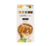 Copic Ciao MANGA Set Hiro, juego de rotuladores con 5 tonos cálidos de amarillo y marrón, incl. 1 Multiliner 0,3 mm en gris, rotulador doble con punta de ancho medio y punta pincel