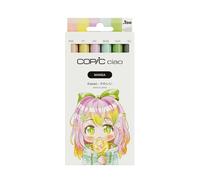 Copic Ciao MANGA Set Kawaii, juego de rotuladores con 5 tonos delicados de rosa y verde menta, incl. 1 Multiliner 0,3 mm en marrón, rotulador doble con punta de ancho medio y punta pincel