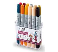 COPIC Ciao Manga Set «Uniformes escolares», set de 12 en expositor acrílico, Rotulador doble con punta mediana y punta de pincel
