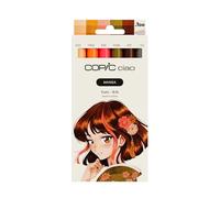 Copic Ciao MANGA Set Yumi, set de rotuladores con 5 tonos rojizos y verdes discretos, incluye 1 Multiliner de 0,3 mm en color burdeos, rotulador doble con punta de ancho medio y punta pincel.