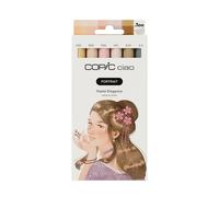 Copic Ciao PORTRAIT Set Pastel Elegance, 5 colores pastel incl. 1 multiliner de 0,3 mm en gris cálido, rotulador doble con una punta mediana y otra de pincel