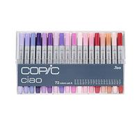 COPIC Ciao Set «72 Colors A», 72 piezas en expositor acrílico, Rotulador doble con punta mediana y punta de pincel