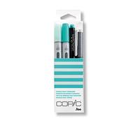 Copic Ciao Set «Doodle Pack Turquoise», Estuche de 4 Piezas con 2 rotuladores Dobles de Punta Media y Punta de Pincel, Incl. Multiliner y Glitter Pen