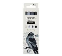 COPIC Ciao Shade Set Dark Cool Gray, 3 rotuladores dobles con una punta mediana y otra de pincel, incl. Multiliner Cool Gray 0,5 mm