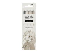 COPIC Ciao Shade Set Gris claro cálido, 3 rotuladores dobles con una punta de anchura media y otra de pincel, incl. Multiliner Gris cálido 0,3 mm