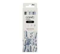 COPIC Ciao Shade Set Light Cool Gray, 3 rotuladores dobles con una punta mediana y otra de pincel, incl. Multiliner Cool Gray 0,3 mm