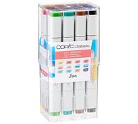 COPIC Classic Set «Vivid Colours», juego de 12 rotuladores con punta media y fina en expositor acrílico