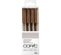 Copic Multiliner Set, Marrón, 4 Fineliner en varios grosores de trazo, rotuladores de dibujo con punta fina y tinta pigmentada resistente al agua