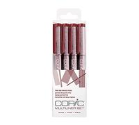 Copic Multiliner Set, Vino, 4 Fineliner en varios grosores de línea, lápices de dibujo con punta fina y tinta pigmentada resistente al agua