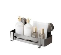 Copiel Estante de Ducha con Ventosa sin Perforación, Estante para Jabón Extraíble Organizador para Baño Accesorios de Almacenamiento sin Taladrar con 2 Ganchos de Aluminio