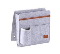 Copiel Organizador colgante de fieltro, bolso organizador con carrito de cama con bolsillo para colgar en la cama, bolsa de almacenamiento de bolsillo para sofá, organizador de gafas, iPad gris claro