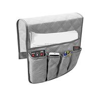 Copiel Organizador de Reposabrazos para Sofá, Bolsillo Bandeja para Silla, Soporte de Bolsa de Almacenamiento de Tela para Sofá, Revistero para Mando a Distancia, Teléfono Móvil, Libro, lápiz Gris