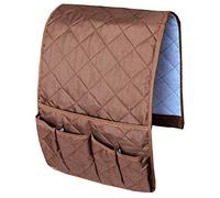 Copiel Organizador de Reposabrazos para Sofá, Bolsillo Bandeja para Silla, Soporte de Bolsa de Almacenamiento de Tela para Sofá, Revistero para Mando a Distancia, Teléfono Móvil, Libro, lápiz Marrón