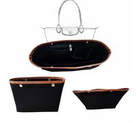 Copiel Organizador para Bolso Longchamp, Organizador de Fieltro con Múltiples Bolsillos y Cremallera, Organizador Plegable para BolsoTote Longchamp de Mujer Negro (M/10.24 * 7.87 * 5.12in)