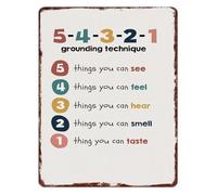 Coping Skill 5 4 3 1 Grounding Technique Mental Health Sign Aluminum Wall-Art for Anxiety Home Office Decor 8 X 12 inch