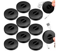 Copkim Organizador de Cables de Carga, 9 Unidades, Color Negro, portátil, Soporte Redondo de Almacenamiento para Cables, retráctil, gestión de Cables, Carrete de Cable USB Flexible para hogar,