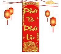 Coplas de Primavera vietnamitas - Coplas de Año Nuevo vietnamitas, Colgante de Puerta con Estampado en Caliente en Polvo de Oro, de Pared Tradicionales del Festival de Primavera para l