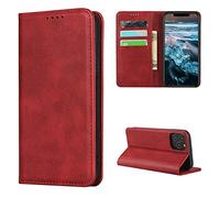 Copmob Funda Piel iPhone 12 Pro MAX,Flip Billetera Funda de Cuero,[3 Ranuras][Función de Soporte][Cierre magnético],Funda Libro Carcasa Case para iPhone 12 Pro MAX - Rojo