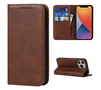 Copmob Funda Piel iPhone 13 Pro,Flip Billetera Funda de Cuero,[3 Ranuras][Función de Soporte][Cierre magnético],Funda Libro Carcasa Case para iPhone 13 Pro - Marron Oscuro