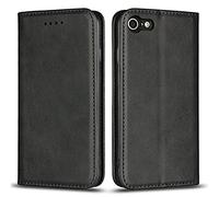 Copmob Funda Piel iPhone 7/8/SE2/SE 2020,Flip Billetera Funda de Cuero,[3 Ranuras][Función de Soporte][Cierre magnético],Funda Libro Carcasa Case para iPhone 7/8/SE2/SE 2020 - Negro