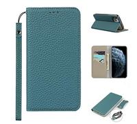 Copmob iPhone 11 Pro Funda,Premium Piel Genuina Flip Billetera Funda de Cuero Genuino,[3 Ranuras][Cierre magnético],Carcasa Funda para iPhone 11 Pro - Cielo Azul