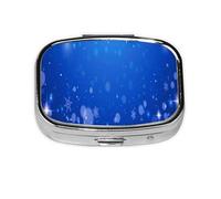 Copo de nieve Azul Invierno Navidad, Pastillero cuadrado para bolsillo o monedero, pequeño contenedor de pastillas, organizador de pastillas de viaje