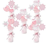 Copo de nieve de invierno Baby It's Cold Outside Centros de mesa Palillos Decoración de Baby Shower para niña, Rosa Blanco Oro Pequeño copo de nieve It's A Girl Decoración de revelación de género