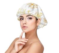 Copo de nieve dorado Navidad Navidad blanco,Gorro de dormir de satén ajustable para adultos, de seda, elástico, para dormir, para mujer