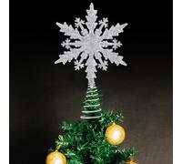 Copo de nieve para árbol de Navidad superbrillante con purpurina, 5.5 x 9 pulgadas, una deslumbrante parte superior para tu árbol de Navidad
