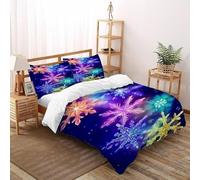 Copo de Nieves Funda Edredon 3 Piezas con Impresión En 3D Rainbow Copo de Nieves con Funda Almohada 100% Microfibra Ropa De Cama para Niñosy Hombres