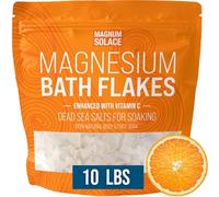 Copos de magnesio para baño - Copos de cloruro de magnesio - Sales de mar muerto para remojo - Mejorado con cristales de vitamina C, 10 LBS