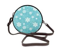Copos de nieve blancos,Bolso de hombro de piel sintética, bolso cruzado redondo - Bolso circular para mujer