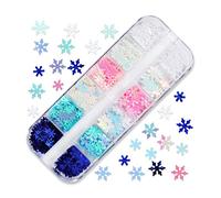 Copos de nieve con purpurina para uñas, copos de nieve, lentejuelas, confeti, accesorios de resina para manicura, decoración de lentejuelas de uñas de Navidad