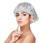 Copos de nieve navideños brillantes en gris plateado y blanco,Gorro de dormir de satén ajustable para adultos, de seda, elástico, para dormir, para mujer