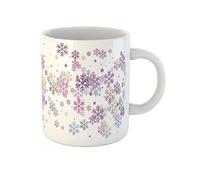 Copos De Nieve Y Círculos Caóticos De Confeti Invernal Dispersos En Degradado Colorido Tazas De Regalo Cerámica Tazón Graciosa Tazas Té Regalos Novedosos Para Amigos Oficina Familiares 330Ml