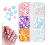 Copos de uñas | 6 colores holográficos de corazón con purpurina para uñas, confeti acrílico, manicura, arte holográfico, calcomanías para mujeres y niñas