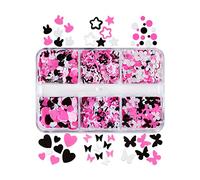 Copos mixtos de estrellas con purpurina para rellenos de resina, moldes de resina epoxi, rellenos de arte de uñas, lentejuelas, confeti, uñas, color negro