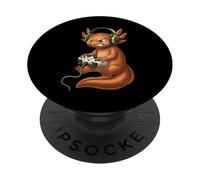 Copper Axolotl Gamer Videojuegos Kawaii Niños Niñas Niños PopSockets PopGrip Adhesivo